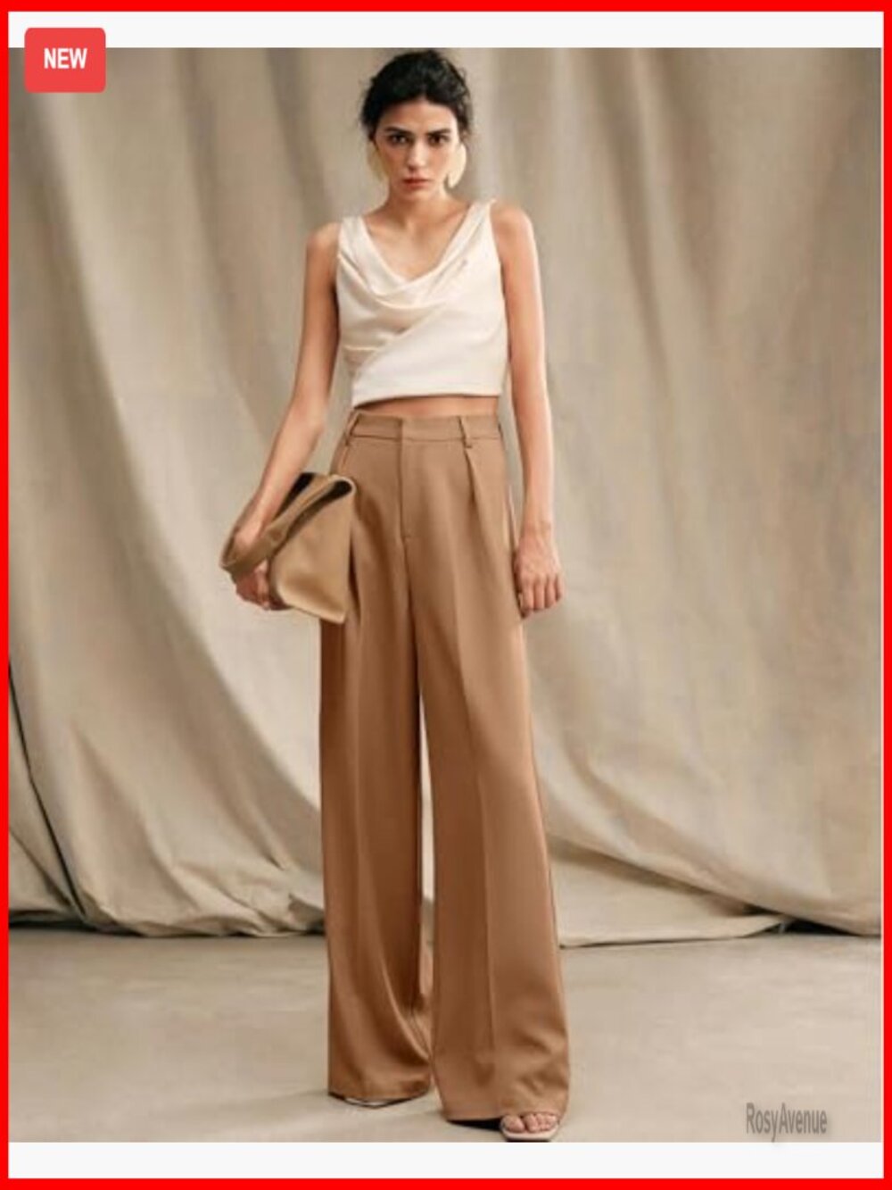 High Waist Wide Leg Palazzo Pants with Pockets for Work Business Casual - Picture 2 of 7